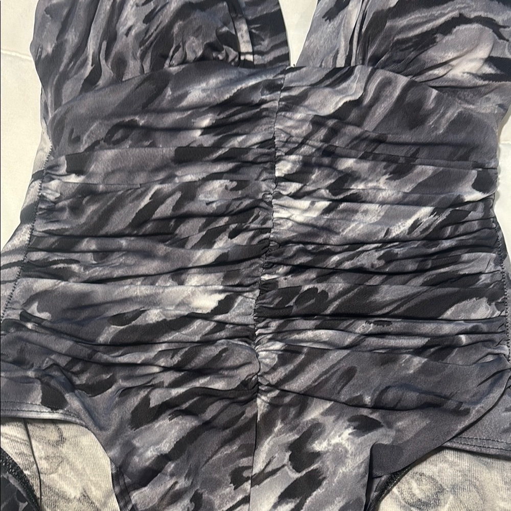Miraclesuit Black and Gray One-Piece Swimsuit - Picture 10 of 12